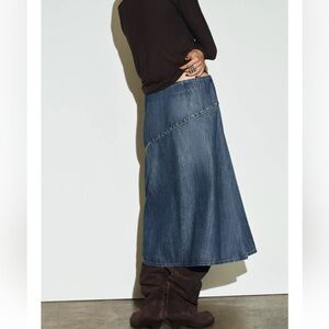 Zara Denim Stud Midi Skirt - NWT